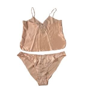 NEW Vintage Westminster Lace 100% Silk Camisole Tap Panty Set Size L Sexy Girly